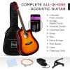 imageBest Choice Products 41in Beginner Acoustic Guitar Full Size All Wood Cutaway Guitar Starter Set wCase Strap Capo Strings Picks  BlackSunburst