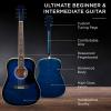imageBest Choice Products 41in Full Size Beginner All Wood Acoustic Guitar Starter Set wGig Bag Strap Capo Strings Picks  SunburstBlue