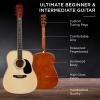 imageBest Choice Products 41in Full Size Beginner All Wood Acoustic Guitar Starter Set wGig Bag Strap Capo Strings Picks  SunburstNatural