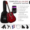 imageBest Choice Products 41in Full Size Beginner All Wood Acoustic Guitar Starter Set wGig Bag Strap Capo Strings Picks  SunburstRed Burst