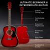 imageBest Choice Products 41in Full Size Beginner All Wood Acoustic Guitar Starter Set wGig Bag Strap Capo Strings Picks  SunburstRed Burst