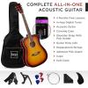 imageBest Choice Products 41in Full Size Beginner All Wood Acoustic Guitar Starter Set wGig Bag Strap Capo Strings Picks  SunburstSunburst