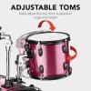 imageBest Choice Products 5Piece Full Size Complete Adult Drum Set wCymbal Stands Stool Drum Pedal Sticks Floor Tom  BlackPink Sparkle