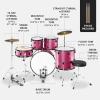 imageBest Choice Products 5Piece Full Size Complete Adult Drum Set wCymbal Stands Stool Drum Pedal Sticks Floor Tom  BlackPink Sparkle
