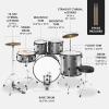 imageBest Choice Products 5Piece Full Size Complete Adult Drum Set wCymbal Stands Stool Drum Pedal Sticks Floor Tom  BlackSilver Sparkle