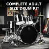imageBest Choice Products 5Piece Full Size Complete Adult Drum Set wCymbal Stands Stool Drum Pedal Sticks Floor Tom  BlackSilver Sparkle