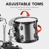 imageBest Choice Products 5Piece Full Size Complete Adult Drum Set wCymbal Stands Stool Drum Pedal Sticks Floor Tom  BlackSilver Sparkle