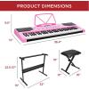 imageBest Choice Products 61Key Beginners Complete Electronic Keyboard Piano Set wLighted Keys LCD Screen Headphones Stand Bench Teaching Modes Note Stickers BuiltIn Speakers  RedPink