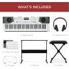 imageBest Choice Products 61Key Beginners Complete Electronic Keyboard Piano Set wLighted Keys LCD Screen Headphones Stand Bench Teaching Modes Note Stickers BuiltIn Speakers  RedWhite