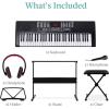 imageBest Choice Products 61Key Electronic Keyboard Piano Portable Electric Keyboard Complete Beginner Set wLED Screen Stand Bench Headphones  BlackBlack