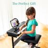 imageBest Choice Products 61Key Electronic Keyboard Piano Portable Electric Keyboard Complete Beginner Set wLED Screen Stand Bench Headphones  BlackBlack