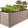 imageBest Choice Products 6x3x2ft Outdoor Metal Raised Garden Bed Deep Root Box Planter for Vegetables Flowers Herbs and Succulents w 269 Gallon Capacity  Peacock BlueTaupe