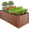 imageBest Choice Products 6x3x2ft Outdoor Metal Raised Garden Bed Deep Root Box Planter for Vegetables Flowers Herbs and Succulents w 269 Gallon Capacity  Peacock BlueWood Grain