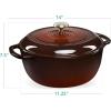 imageBest Choice Products 75 Quart Enamel CastIron Round Dutch Oven Family Style HeavyDuty PreSeasoned Cookware for Home Kitchen Dining Room Oven Safe wLid Dual Handles  Cornflower BlueChocolate Ganache