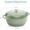 imageBest Choice Products 75 Quart Enamel CastIron Round Dutch Oven Family Style HeavyDuty PreSeasoned Cookware for Home Kitchen Dining Room Oven Safe wLid Dual Handles  Cornflower BlueSage Green