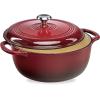 imageBest Choice Products 75 Quart Enamel CastIron Round Dutch Oven Family Style HeavyDuty PreSeasoned Cookware for Home Kitchen Dining Room Oven Safe wLid Dual Handles  Cornflower BlueRed