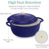 imageBest Choice Products 75 Quart Enamel CastIron Round Dutch Oven Family Style HeavyDuty PreSeasoned Cookware for Home Kitchen Dining Room Oven Safe wLid Dual Handles  Cornflower BlueSapphire Blue