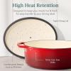 imageBest Choice Products 75 Quart Enamel CastIron Round Dutch Oven Family Style HeavyDuty PreSeasoned Cookware for Home Kitchen Dining Room Oven Safe wLid Dual Handles  Cornflower BlueRed