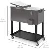 imageBest Choice Products 80Quart Outdoor Steel Rolling Cooler Cart wIce Chest Bottle Opener Catch Tray Drain Plug Locking WheelsGray