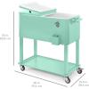 imageBest Choice Products 80Quart Outdoor Steel Rolling Cooler Cart wIce Chest Bottle Opener Catch Tray Drain Plug Locking WheelsMint