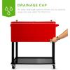 imageBest Choice Products 80Quart Outdoor Steel Rolling Cooler Cart wIce Chest Bottle Opener Catch Tray Drain Plug Locking WheelsRed