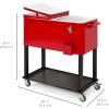 imageBest Choice Products 80Quart Outdoor Steel Rolling Cooler Cart wIce Chest Bottle Opener Catch Tray Drain Plug Locking WheelsRed