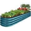 imageBest Choice Products 8x2x1ft Outdoor Metal Raised Garden Bed Oval Deep Root Planter Box for Vegetables Flowers Herbs and Succulents w 108 Gallon Capacity  Dark GreenPeacock Blue