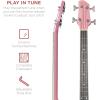 imageBest Choice Products Acoustic Electric Bass Guitar Full Size 4 String Fretted Bass Guitar wPadded Gig Bag  BlackPink