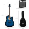 imageBest Choice Products Beginner Acoustic Electric Guitar Starter Set w 41in All Wood Cutaway Design Gig Bag Strap Picks  BlueBlue