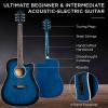 imageBest Choice Products Beginner Acoustic Electric Guitar Starter Set w 41in All Wood Cutaway Design Gig Bag Strap Picks  BlueBlue