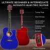 imageBest Choice Products Beginner Acoustic Electric Guitar Starter Set w 41in All Wood Cutaway Design Gig Bag Strap Picks  BlueDark Blue