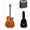 imageBest Choice Products Beginner Acoustic Electric Guitar Starter Set w 41in All Wood Cutaway Design Gig Bag Strap Picks  BlueMahogany