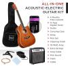 imageBest Choice Products Beginner Acoustic Electric Guitar Starter Set w 41in All Wood Cutaway Design Gig Bag Strap Picks  BlueMahogany
