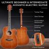 imageBest Choice Products Beginner Acoustic Electric Guitar Starter Set w 41in All Wood Cutaway Design Gig Bag Strap Picks  BlueMahogany