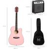 imageBest Choice Products Beginner Acoustic Electric Guitar Starter Set w 41in All Wood Cutaway Design Gig Bag Strap Picks  BluePink