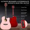 imageBest Choice Products Beginner Acoustic Electric Guitar Starter Set w 41in All Wood Cutaway Design Gig Bag Strap Picks  BluePink