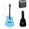 imageBest Choice Products Beginner Acoustic Electric Guitar Starter Set w 41in All Wood Cutaway Design Gig Bag Strap Picks  BlueSky Blue