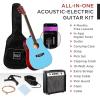 imageBest Choice Products Beginner Acoustic Electric Guitar Starter Set w 41in All Wood Cutaway Design Gig Bag Strap Picks  BlueSky Blue