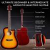 imageBest Choice Products Beginner Acoustic Electric Guitar Starter Set w 41in All Wood Cutaway Design Gig Bag Strap Picks  BlueSunburst