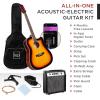 imageBest Choice Products Beginner Acoustic Electric Guitar Starter Set w 41in All Wood Cutaway Design Gig Bag Strap Picks  BlueSunburst
