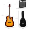 imageBest Choice Products Beginner Acoustic Electric Guitar Starter Set w 41in All Wood Cutaway Design Gig Bag Strap Picks  BlueSunburst