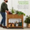 imageBest Choice Products Elevated 8 Pocket Herb Garden Bed Mobile Raised Customizable Wood Planter for Herbs Vegetables Flowers wLockable Wheels Storage Shelf Drainage Holes  Acorn Brown