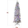 imageBest Choice Products Flocked Pencil Christmas Tree PreLit Slim Artificial Holiday Decoration 6ft Lighted Skinny wBase Warm White LightsDual WhiteMulti Color Lights