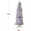 imageBest Choice Products Flocked Pencil Christmas Tree PreLit Slim Artificial Holiday Decoration 6ft Lighted Skinny wBase Warm White LightsDual WhiteMulti Color Lights