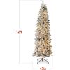 imageBest Choice Products Flocked Pencil Christmas Tree PreLit Slim Artificial Holiday Decoration 6ft Lighted Skinny wBase Warm White LightsWhite Lights