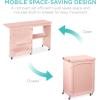 imageBest Choice Products Folding Sewing Table Multipurpose Craft Station ampamp Side Desk with Compact Design Wheels Shelves Storage Trays Pegs Magnetic Doors Metal Doorknobs  WhitePink