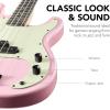 imageBest Choice Products Full Size Beginner 4String Electric Bass Guitar Wooden PBStyle Bass Starter Set wPadded Carrying Case  BlackWhitePinkMint