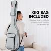 imageBest Choice Products Full Size Beginner 4String Electric Bass Guitar Wooden PBStyle Bass Starter Set wPadded Carrying Case  BlackWhiteWhiteMint