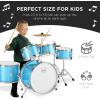imageBest Choice Products Kids 5Piece Beginner Drum Set Junior Kit Starter Percussion wCymbals Pedal Drumsticks Stool Toms Snare Hi Hat  BlackBlue Sparkle