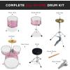 imageBest Choice Products Kids 5Piece Beginner Drum Set Junior Kit Starter Percussion wCymbals Pedal Drumsticks Stool Toms Snare Hi Hat  BlackPink Sparkle